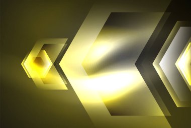 Arrow altıgen neon ışığı arka planı parlatır. Duvar kağıdı, bayrak, arkaplan, kart, kitap illüstrasyonu için vektör illüstrasyonu, iniş sayfası