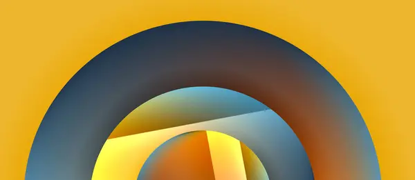 Métal Brillant Cercles Lumineux Fond Géométrique Composition Abstraite Minimale Illustration — Image vectorielle