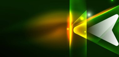 Neon parıldayan tekno çizgiler ve oklar, yüksek teknolojili soyut arkaplan şablonu