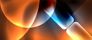 Metin veya ürün sunumu için neon cam şekilleri geometrik arkaplan. Duvar kağıdı, bayrak, arkaplan, kart, kitap illüstrasyonu için vektör illüstrasyonu, iniş sayfası