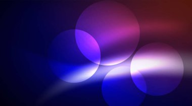 Parlak Işık Neon Baloncuk Çemberleri. Duvar kağıdı, bayrak, arkaplan, kart, kitap illüstrasyonu için vektör illüstrasyonu, iniş sayfası