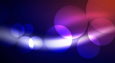 Parlak Işık Neon Baloncuk Çemberleri. Duvar kağıdı, bayrak, arkaplan, kart, kitap illüstrasyonu için vektör illüstrasyonu, iniş sayfası