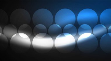 Parlak Işık Neon Baloncuk Çemberleri. Duvar kağıdı, bayrak, arkaplan, kart, kitap illüstrasyonu için vektör illüstrasyonu, iniş sayfası