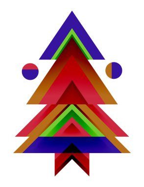 Noel ağacı. Yeni yıl kavramının soyut geometrik üçgenleri