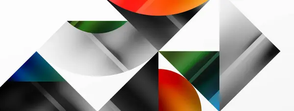 Elegant Minimalist Background Color Metallic Circles Triangles Creating Harmonious Composition — Stock Vector