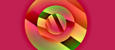 Parlak metal parlayan daireler geometrik arka plan. Asgari soyut kompozisyon. Duvar kağıdı, bayrak, arkaplan, kart, kitap illüstrasyonu için vektör illüstrasyonu, iniş sayfası