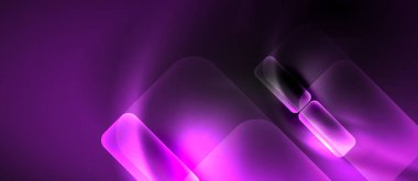 Metin veya ürün sunumu için neon cam şekilleri geometrik arkaplan. Duvar kağıdı, bayrak, arkaplan, kart, kitap illüstrasyonu için vektör illüstrasyonu, iniş sayfası