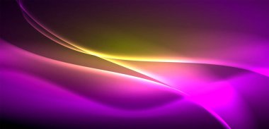 Neon ışıklarının ruhani parıltısında dinamik dalgalar. Hareket akışkanlığı ile neonun ışıl ışıl cazibesini birleştiren kavram, hem canlılığı hem de gelecekteki karmaşıklığı somutlaştıran büyüleyici arka plan.