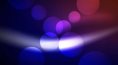 Parlak Işık Neon Baloncuk Çemberleri. Duvar kağıdı, bayrak, arkaplan, kart, kitap illüstrasyonu için vektör illüstrasyonu, iniş sayfası