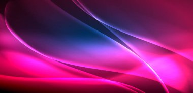 Neon ışıklarının ruhani parıltısında dinamik dalgalar. Hareket akışkanlığı ile neonun ışıl ışıl cazibesini birleştiren kavram, hem canlılığı hem de gelecekteki karmaşıklığı somutlaştıran büyüleyici arka plan.