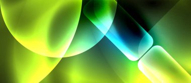 Metin veya ürün sunumu için neon cam şekilleri geometrik arkaplan. Duvar kağıdı, bayrak, arkaplan, kart, kitap illüstrasyonu için vektör illüstrasyonu, iniş sayfası