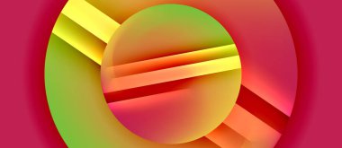 Parlak metal parlayan daireler geometrik arka plan. Asgari soyut kompozisyon. Duvar kağıdı, bayrak, arkaplan, kart, kitap illüstrasyonu için vektör illüstrasyonu, iniş sayfası