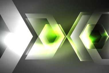 Arrow altıgen neon ışığı arka planı parlatır. Duvar kağıdı, bayrak, arkaplan, kart, kitap illüstrasyonu için vektör illüstrasyonu, iniş sayfası