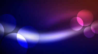 Parlak Işık Neon Baloncuk Çemberleri. Duvar kağıdı, bayrak, arkaplan, kart, kitap illüstrasyonu için vektör illüstrasyonu, iniş sayfası