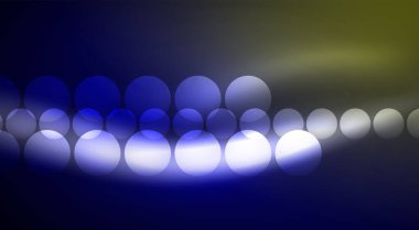 Parlak Işık Neon Baloncuk Çemberleri. Duvar kağıdı, bayrak, arkaplan, kart, kitap illüstrasyonu için vektör illüstrasyonu, iniş sayfası