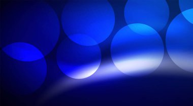 Parlak Işık Neon Baloncuk Çemberleri. Duvar kağıdı, bayrak, arkaplan, kart, kitap illüstrasyonu için vektör illüstrasyonu, iniş sayfası