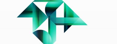 Beyaz zemin üzerinde canlı renk üçgenleri ve daireler dijital tasarımlar, sunumlar, web sitesi afişleri, sosyal medya paylaşımları için büyüleyici ve uyumlu bir kompozisyon oluşturmak için iç içe geçmiştir.