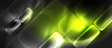 Metin veya ürün sunumu için neon cam şekilleri geometrik arkaplan. Duvar kağıdı, bayrak, arkaplan, kart, kitap illüstrasyonu için vektör illüstrasyonu, iniş sayfası