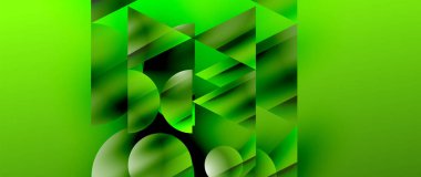 Birbirine kenetlenmiş üçgenler ve dairelerden oluşan büyüleyici soyut arkaplan, hem zerafet hem de modernlik saçan şaşırtıcı şekiller ve desenler oluşturur.