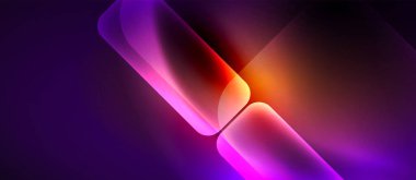 Metin veya ürün sunumu için neon cam şekilleri geometrik arkaplan. Duvar kağıdı, bayrak, arkaplan, kart, kitap illüstrasyonu için vektör illüstrasyonu, iniş sayfası