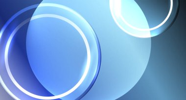 Metnin ya da ürün sunumu için neon cam daire telif alanı geometrik arkaplan. Duvar kağıdı, bayrak, arkaplan, kart, kitap illüstrasyonu için vektör illüstrasyonu, iniş sayfası