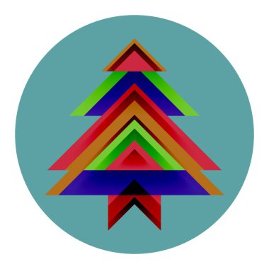 Noel ağacı. Yeni yıl kavramının soyut geometrik üçgenleri