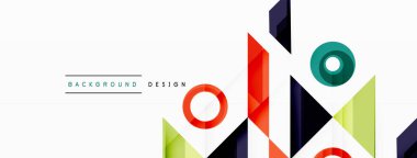 Renkli üçgenler ve soyut çemberler. Duvar kağıdı, afiş, arkaplan, iniş sayfası, duvar sanatı, davetiye, baskılar, posterler için tasarım