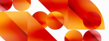 Vektör arkaplanı. Minimalist geometrik arkaplan daireler ve şekillerle süslenmiş. Dijital tasarımlar, sunumlar, web sitesi afişleri, sosyal medya paylaşımları için yaratıcılığı davet eden soyut sanat