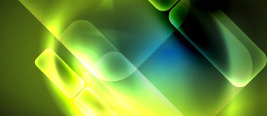 Metin veya ürün sunumu için neon cam şekilleri geometrik arkaplan. Duvar kağıdı, bayrak, arkaplan, kart, kitap illüstrasyonu için vektör illüstrasyonu, iniş sayfası