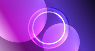 Metnin ya da ürün sunumu için neon cam daire telif alanı geometrik arkaplan. Duvar kağıdı, bayrak, arkaplan, kart, kitap illüstrasyonu için vektör illüstrasyonu, iniş sayfası