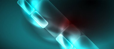 Metin veya ürün sunumu için neon cam şekilleri geometrik arkaplan. Duvar kağıdı, bayrak, arkaplan, kart, kitap illüstrasyonu için vektör illüstrasyonu, iniş sayfası