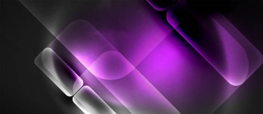 Metin veya ürün sunumu için neon cam şekilleri geometrik arkaplan. Duvar kağıdı, bayrak, arkaplan, kart, kitap illüstrasyonu için vektör illüstrasyonu, iniş sayfası