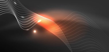 Soyut arkaplan neon dalgası. Duvar kağıdı, afiş, arkaplan, iniş sayfası, duvar resimleri, davetiyeler, posterler için yüksek teknoloji tasarımı