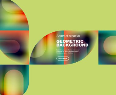 Yuvarlak üçgen ve yuvarlak kare geometrik arkaplan