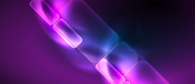 Metin veya ürün sunumu için neon cam şekilleri geometrik arkaplan. Duvar kağıdı, bayrak, arkaplan, kart, kitap illüstrasyonu için vektör illüstrasyonu, iniş sayfası