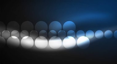 Parlak Işık Neon Baloncuk Çemberleri. Duvar kağıdı, bayrak, arkaplan, kart, kitap illüstrasyonu için vektör illüstrasyonu, iniş sayfası