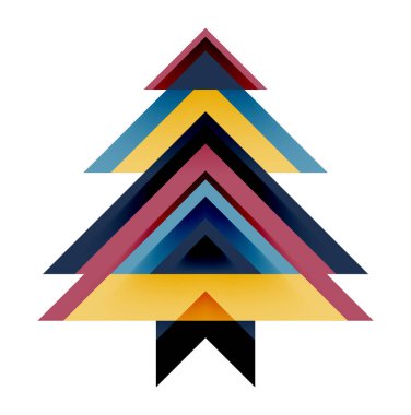 Noel ağacı. Yeni yıl kavramının soyut geometrik üçgenleri
