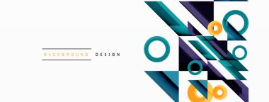 Renkli üçgenler ve soyut çemberler. Duvar kağıdı, afiş, arkaplan, iniş sayfası, duvar sanatı, davetiye, baskılar, posterler için tasarım