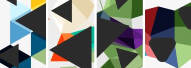 Üçgen geometrik soyut arka planlar. Duvar kağıdı, bayrak, arkaplan, kart, kitap illüstrasyonu için vektör illüstrasyonu, iniş sayfası