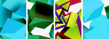 Duvar kağıdı, kartvizit, kapak, poster, afiş, broşür, başlık, web sitesi için 3d küp ve diğer geometrik elementlerin kompozisyonu