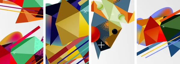 Geometrische Elementen Abstracte Postercompositieset Vector Illustratie Voor Wallpaper Banner Achtergrond — Stockvector