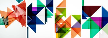 Soyut rastgele üçgen kompozisyon arkaplanları kümesi. Duvar kağıdı, kartvizit, kapak, poster, afiş, broşür, başlık, web sitesi için vektör ilülasyonu