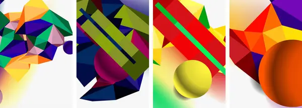 Σύνολο Γεωμετρικής Αφηρημένης Σύνθεσης Σφαίρες Και Τρίγωνα Εικονογράφηση Διάνυσμα Για — Διανυσματικό Αρχείο