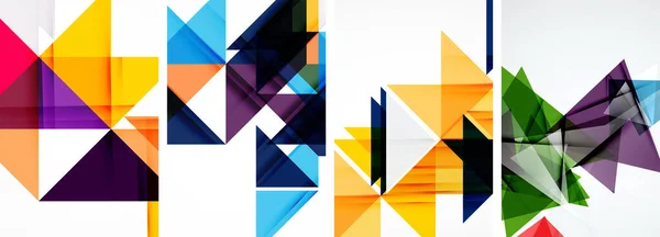 抽象的なランダムな三角形の構成の背景のセット カバー ポスター パンフレット ヘッダー ウェブサイトのためのベクトルイラスト — ストックベクタ