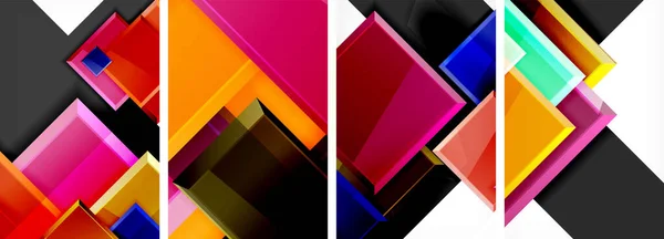 Juego Póster Composición Cuadrada Brillante Vidrio Color Para Papel Pintado — Vector de stock