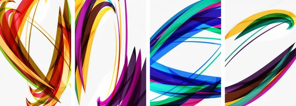 Ensemble Lignes Vagues Colorées Pour Papier Peint Carte Visite Couverture — Image vectorielle