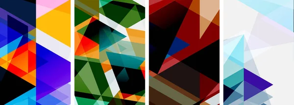 Triángulos Brillantes Coloridos Con Varios Colores Transparencias Ilustración Vectorial Para — Vector de stock