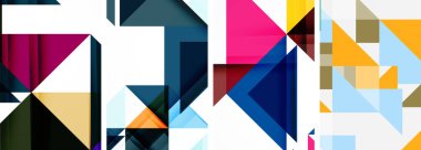 Renkli üçgen poster kapağı şablonu seti. Duvar kağıdı, bayrak, arkaplan, kart, kitap illüstrasyonu için vektör illüstrasyonu, iniş sayfası