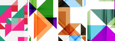 Soyut rastgele üçgen kompozisyon arkaplanları kümesi. Duvar kağıdı, kartvizit, kapak, poster, afiş, broşür, başlık, web sitesi için vektör ilülasyonu