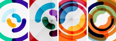 Çizgi tasarım çember posterleri. Duvar kağıdı, bayrak, arkaplan, kart, kitap illüstrasyonu için vektör illüstrasyonu, iniş sayfası